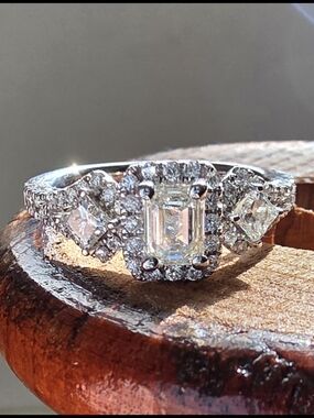 CT. T.W. Certified Emerald-Cut Diamond Frame Past Present Future® Ornate